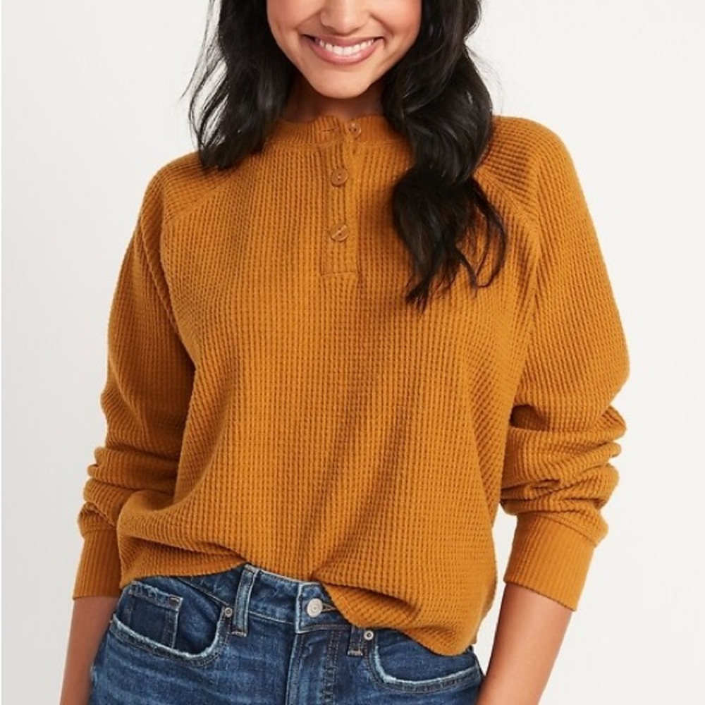 ON waffle knit Henley EUC